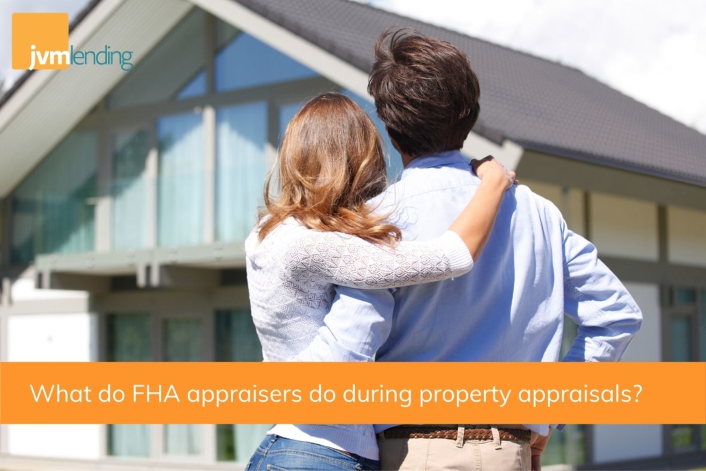 A young couple looks at the house they purchased using an FHA loan. Appraisals are required for FHA loans.