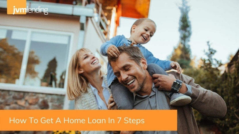 A young family celebrates after successfully completing the 7 steps needed to get a home a loan.