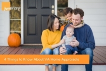A family of four sits on the porch of their home purchased with a VA home loan