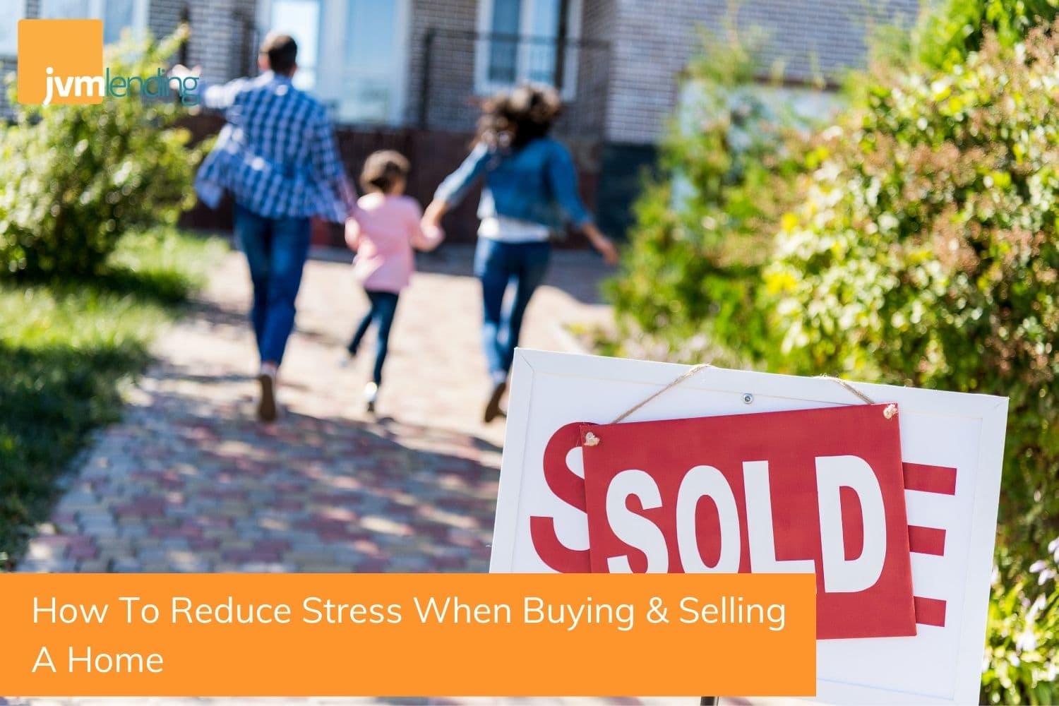A young family runs towards a home that they bought after selling their previous house. Buying and selling a home at the same time can be stressful, but with the right advisors it can be a smooth and easy process.