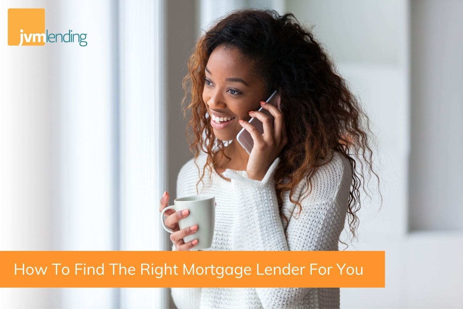 A woman on the phone calls a mortgage lender to find out if they are the right mortgage lender for her financial and homebuying goals.