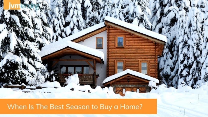 A house in the winter season surrounded by frosty trees and snow bluffs. Many homebuyers find that winter is the best season to buy a home.