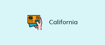 Hand holding credit cards with the word California next to it