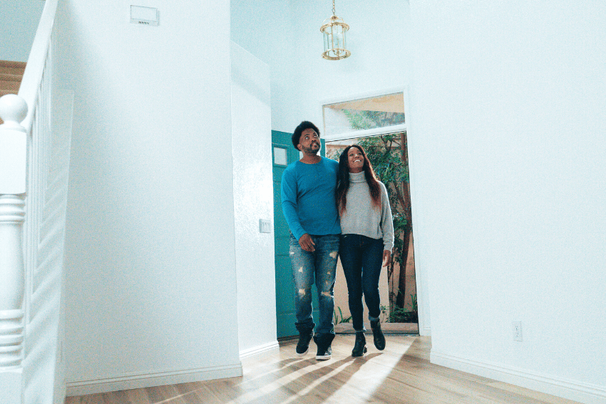Couple touring new home