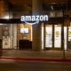 Amazon store front at night