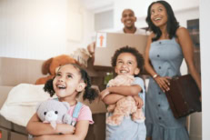 A family moving into a new home in California