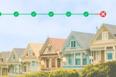 Row of colorful suburban houses