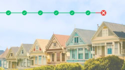 Row of colorful suburban houses