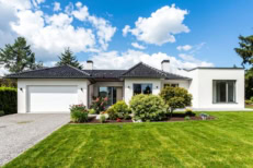 Picture of a modern house with a pretty garden