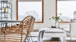 A picture of a living room, with furniture