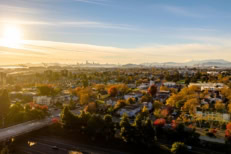 Aerial stock photo of downtown Oakland California