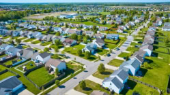 Aerial shot of of suburban streets