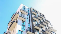 close up on modern rental apartment buildings