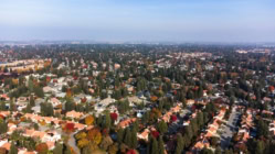 A picture from the sky of a neighborhood.
