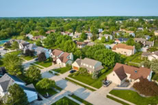 Residential subdivision in Murfreesboro, TN. Rows of houses in suburban America.