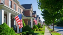 A typical American street in a typical American neighborhood.