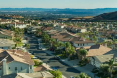 Aerial shot of the Porter Ranch neighborhood in the northwest San Fernando Valley region of the City of Los Angeles, California.
