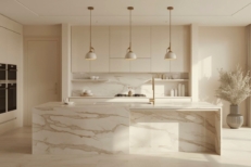 A white kitchen inside a condo